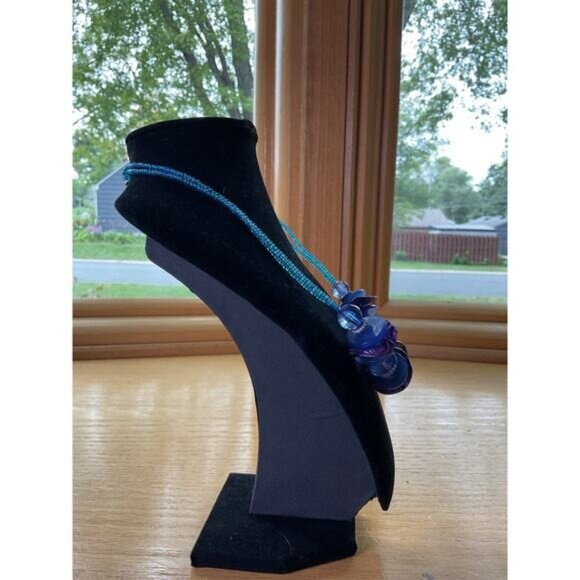 Blue Beaded Necklace With Purple Beads & Adjustable Clasp - Picture 2 of 4